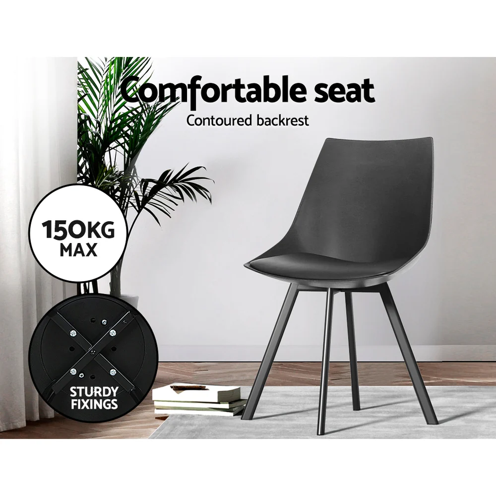 Dining Chairs Set of 2 PU leather Black Lylette - Image 3