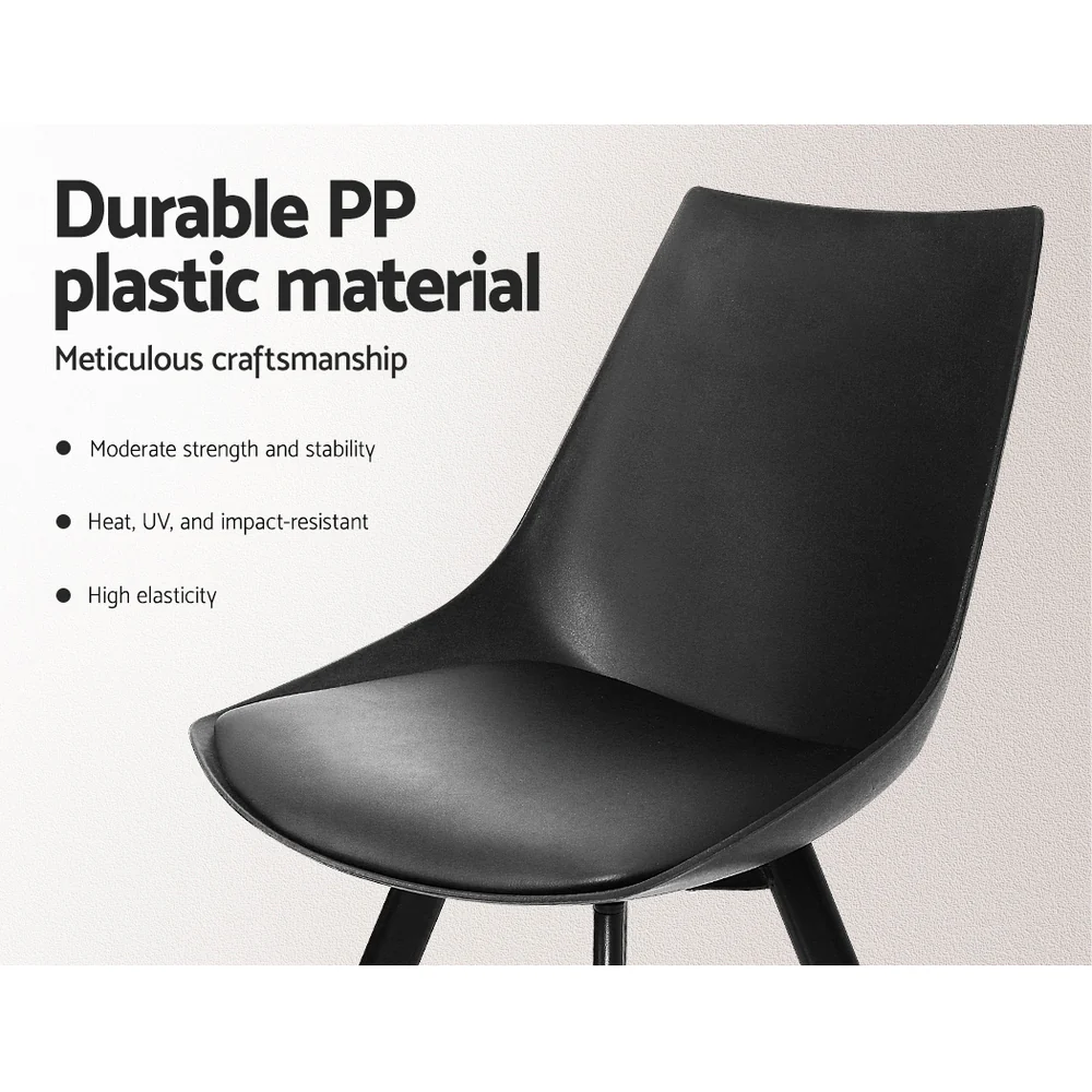 Dining Chairs Set of 2 PU leather Black Lylette - Image 4