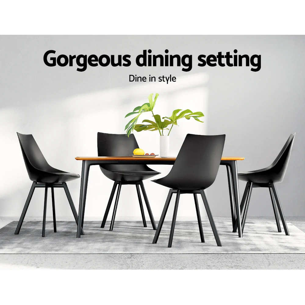 Dining Chairs Set of 2 PU leather Black Lylette - Image 5