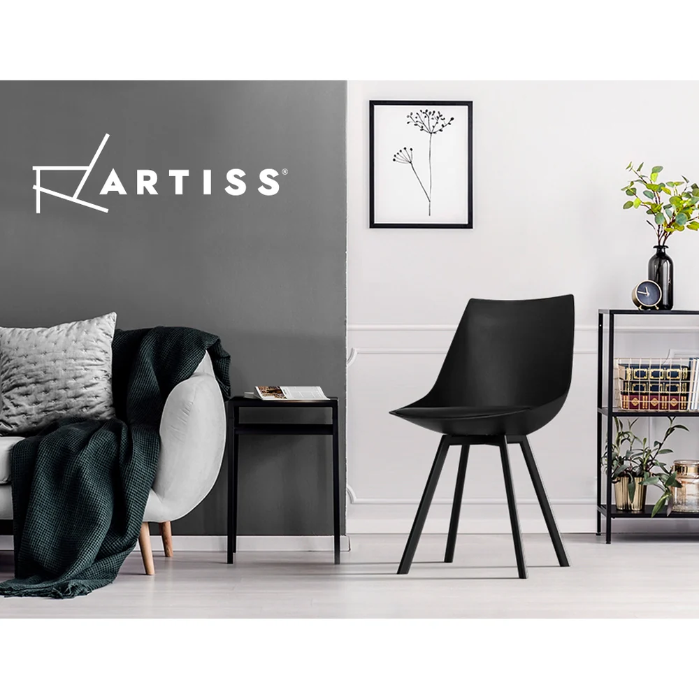 Dining Chairs Set of 2 PU leather Black Lylette - Image 6