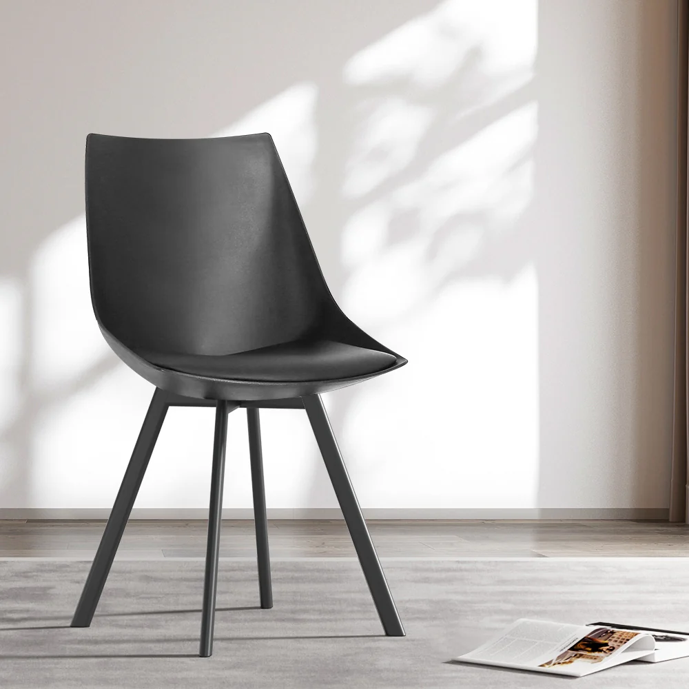 Dining Chairs Set of 2 PU leather Black Lylette - Image 7