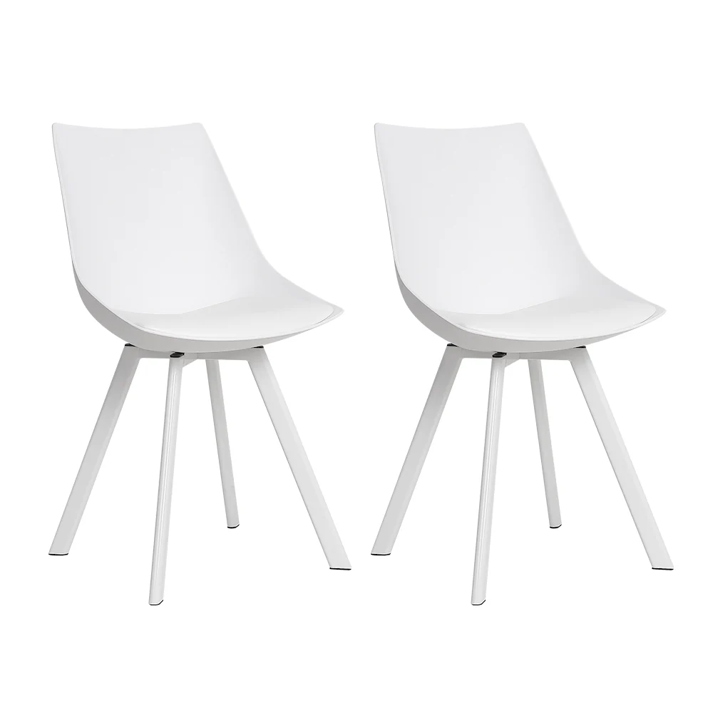 Dining Chairs Set of 2 PU leather White Lylette - Image 2