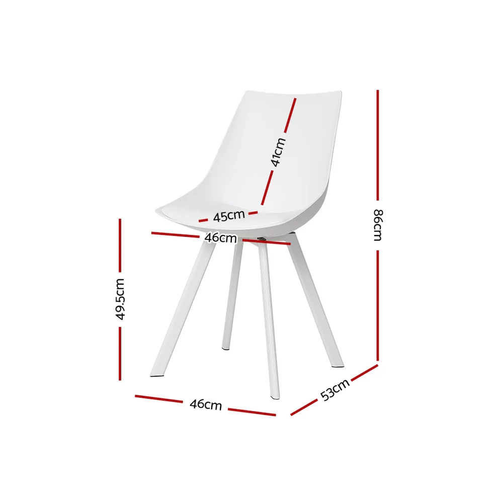 Dining Chairs Set of 2 PU leather White Lylette - Image 3