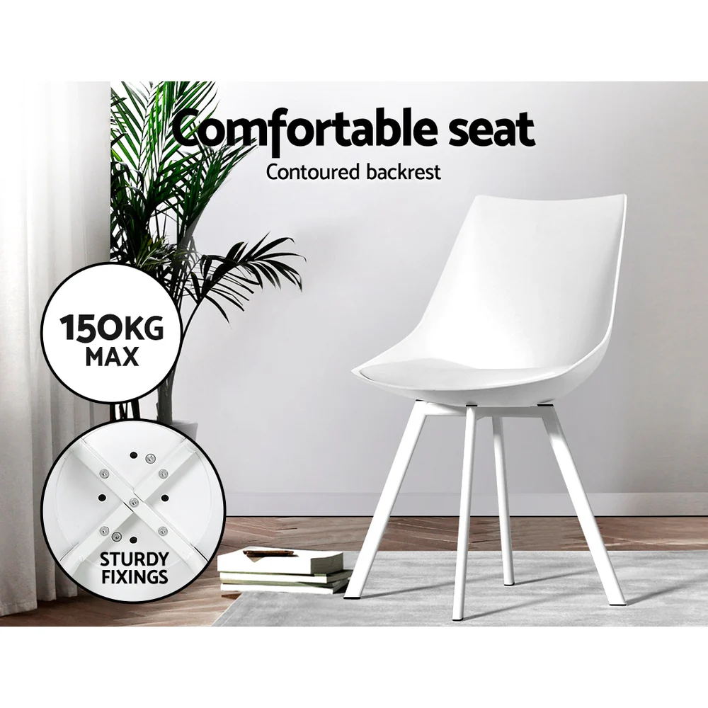 Dining Chairs Set of 2 PU leather White Lylette - Image 9