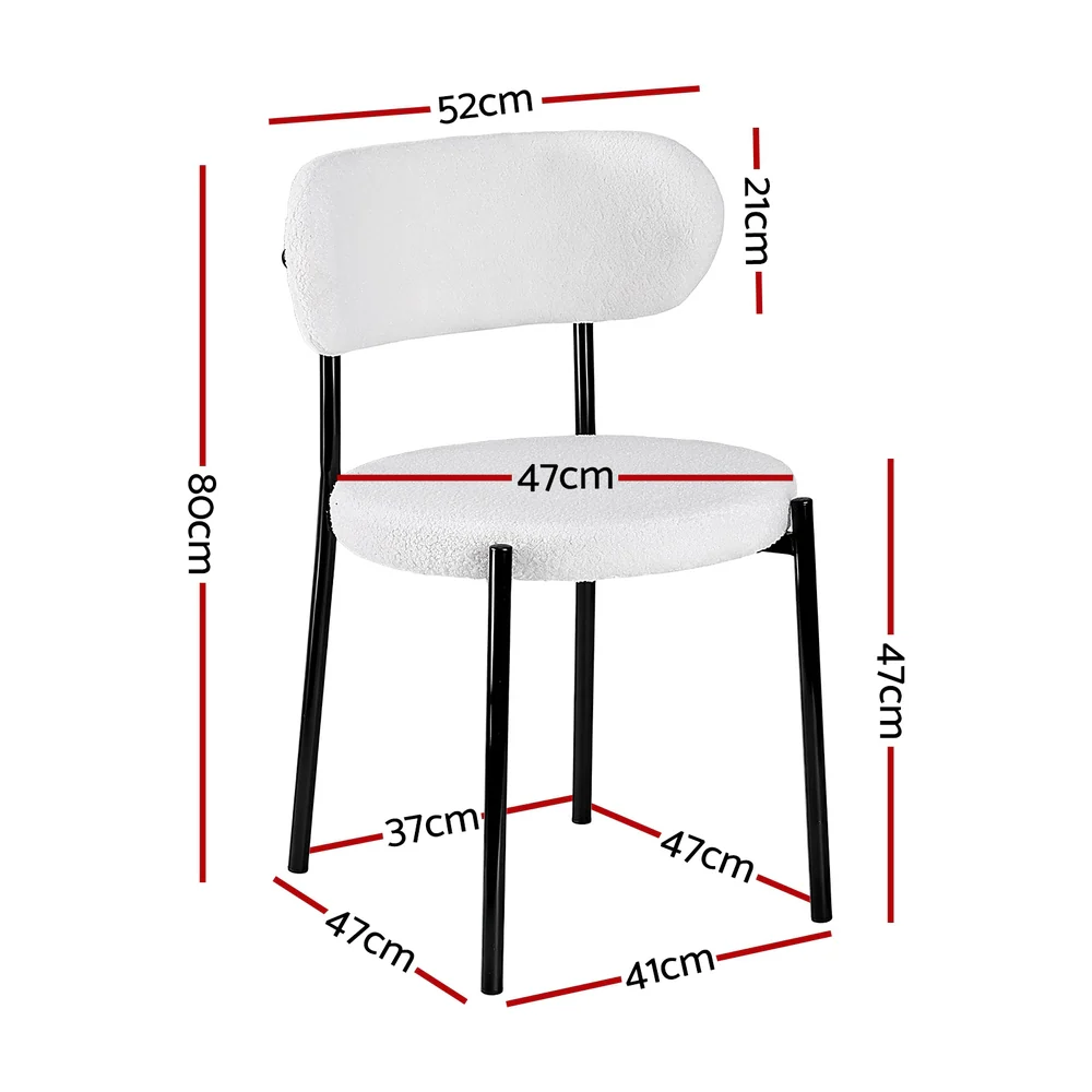 Dining Chairs Set of 2 Sherpa Boucle White - Image 2