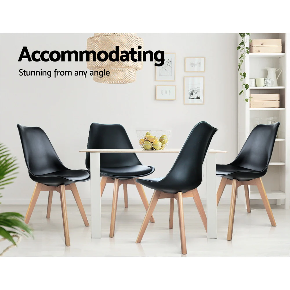 Dining Chairs Set of 4 Black Leather DSW - Image 3