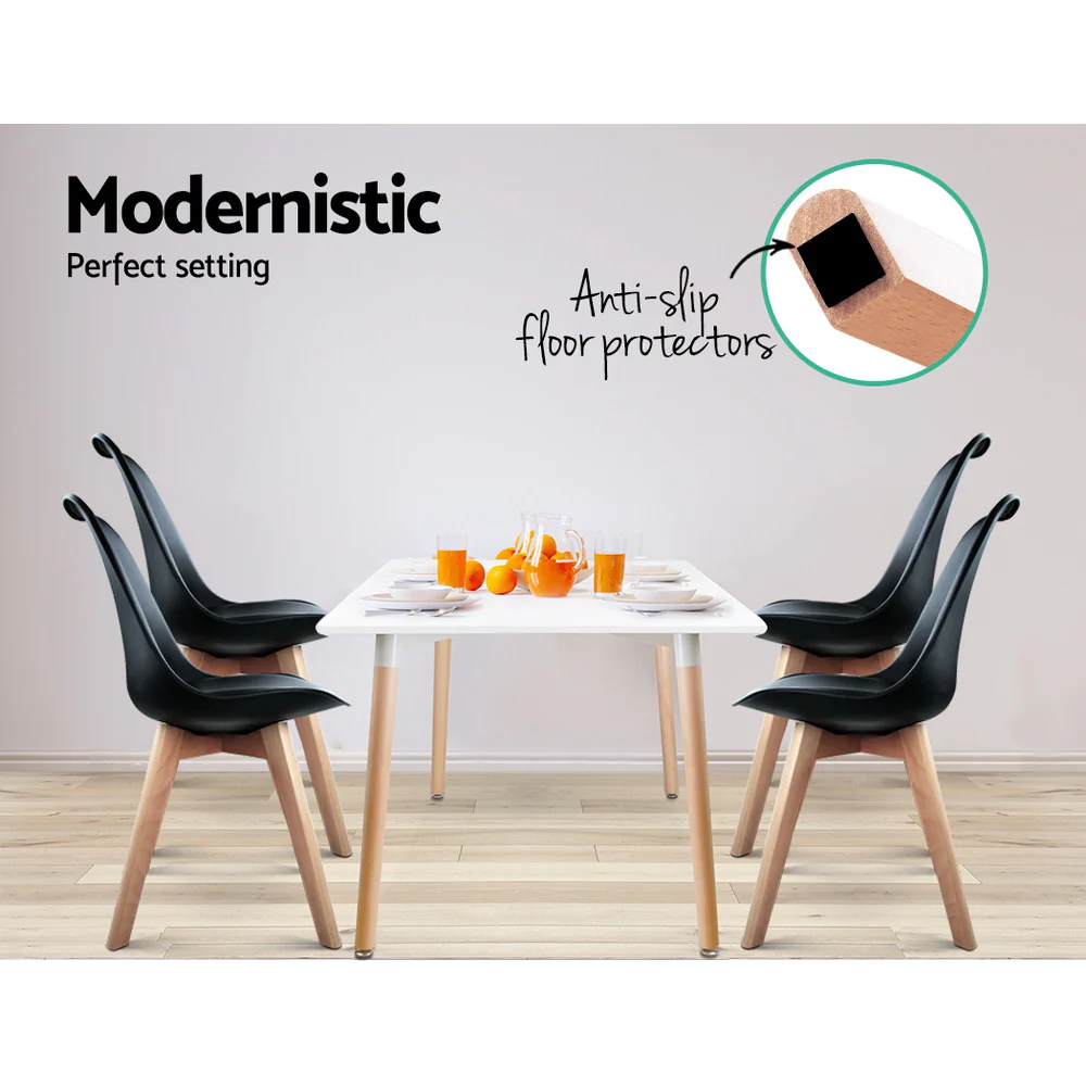 Dining Chairs Set of 4 Black Leather DSW - Image 4