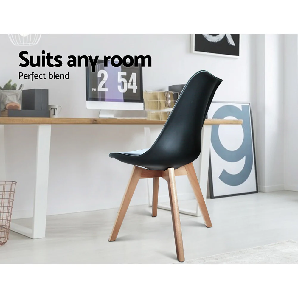 Dining Chairs Set of 4 Black Leather DSW - Image 5