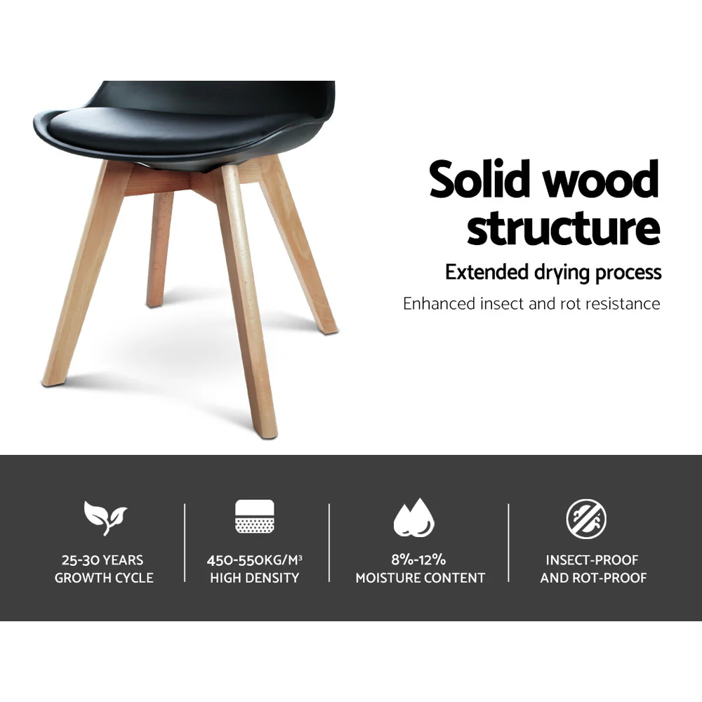 Dining Chairs Set of 4 Black Leather DSW - Image 6