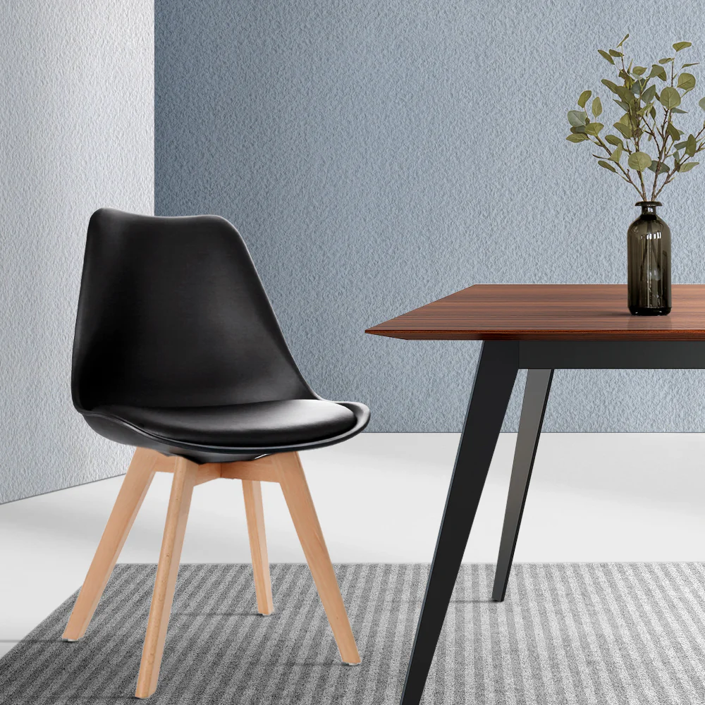 Dining Chairs Set of 4 Black Leather DSW - Image 7