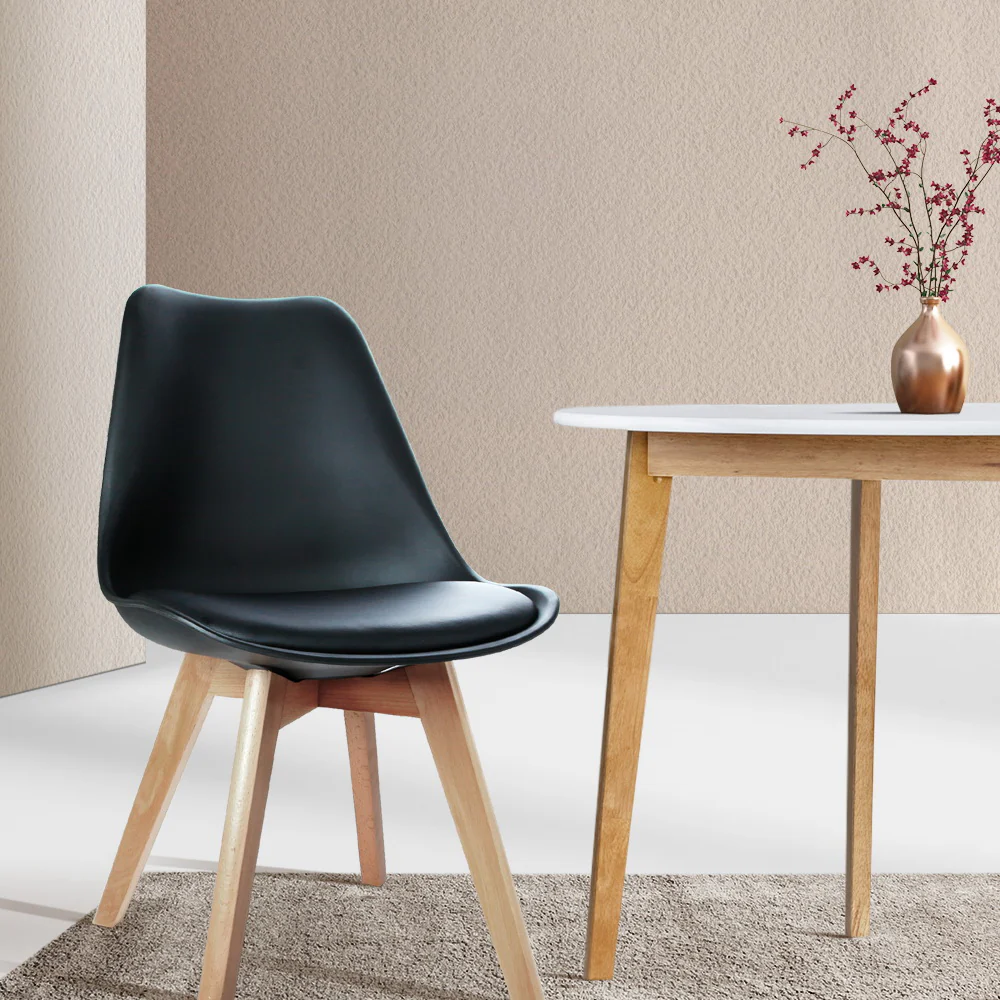 Dining Chairs Set of 4 Black Leather DSW - Image 8