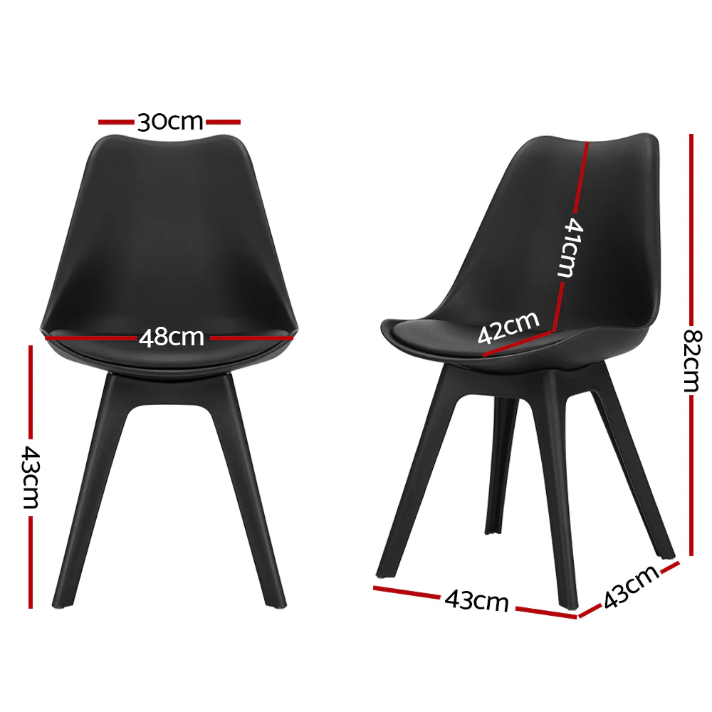Dining Chairs Set of 4 Black Leather Luna - Image 2