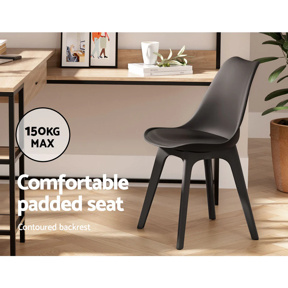 Dining Chairs Set of 4 Black Leather Luna - Image 4