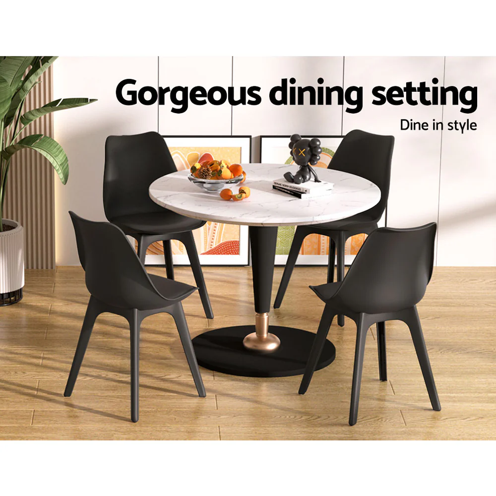 Dining Chairs Set of 4 Black Leather Luna - Image 6