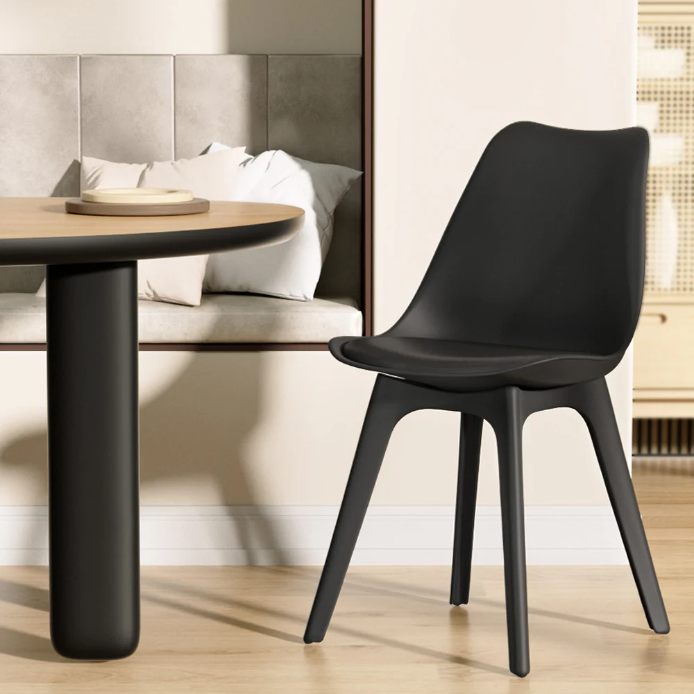 Dining Chairs Set of 4 Black Leather Luna - Image 8