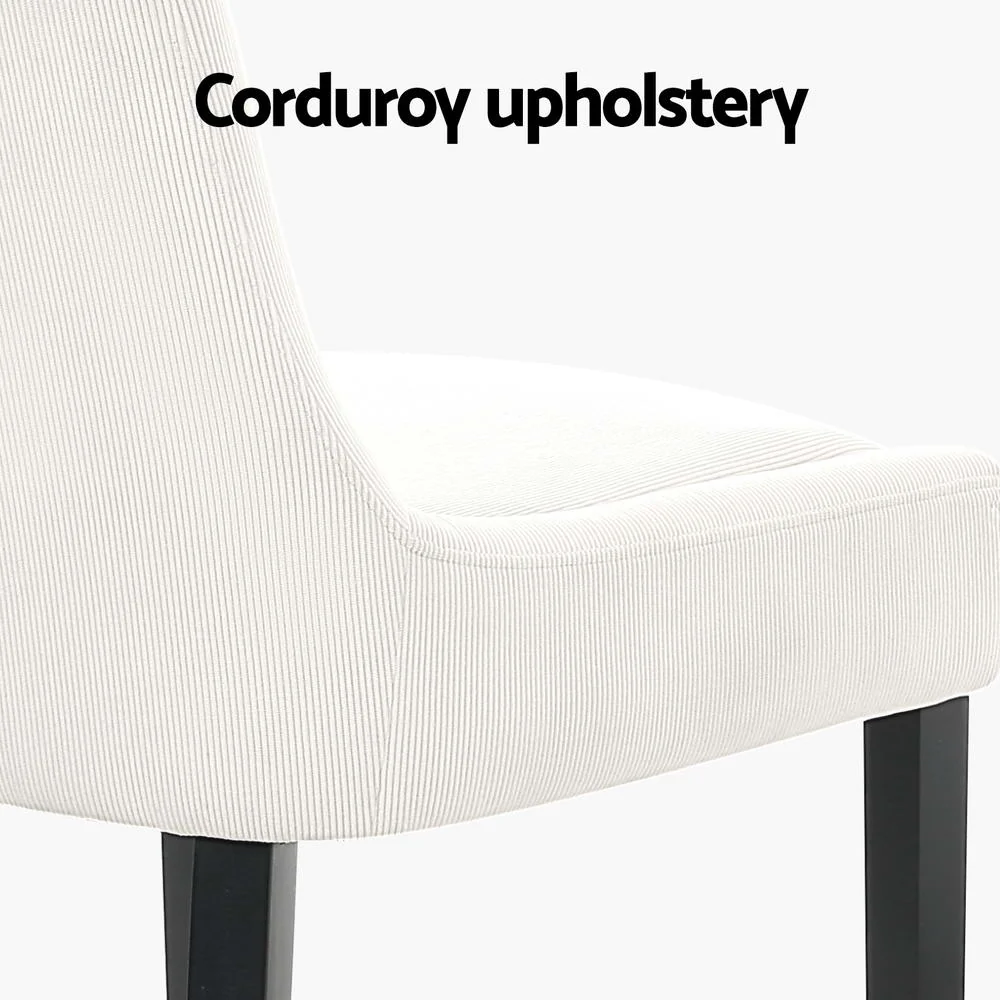 Dining Chairs Set of 4 Corduroy Wooden Beige - Image 4