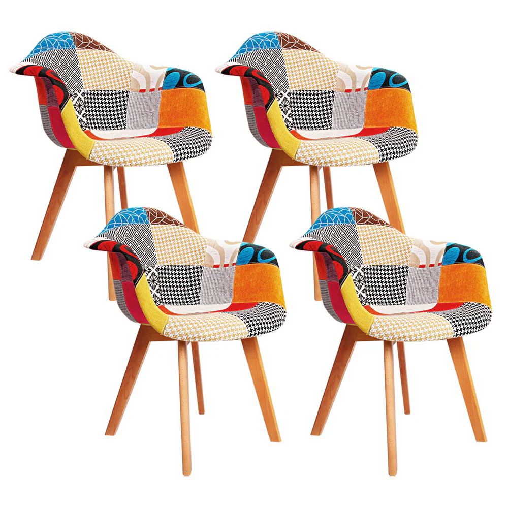 Dining Chairs Set of 4 Fabric Retro Replica DSW