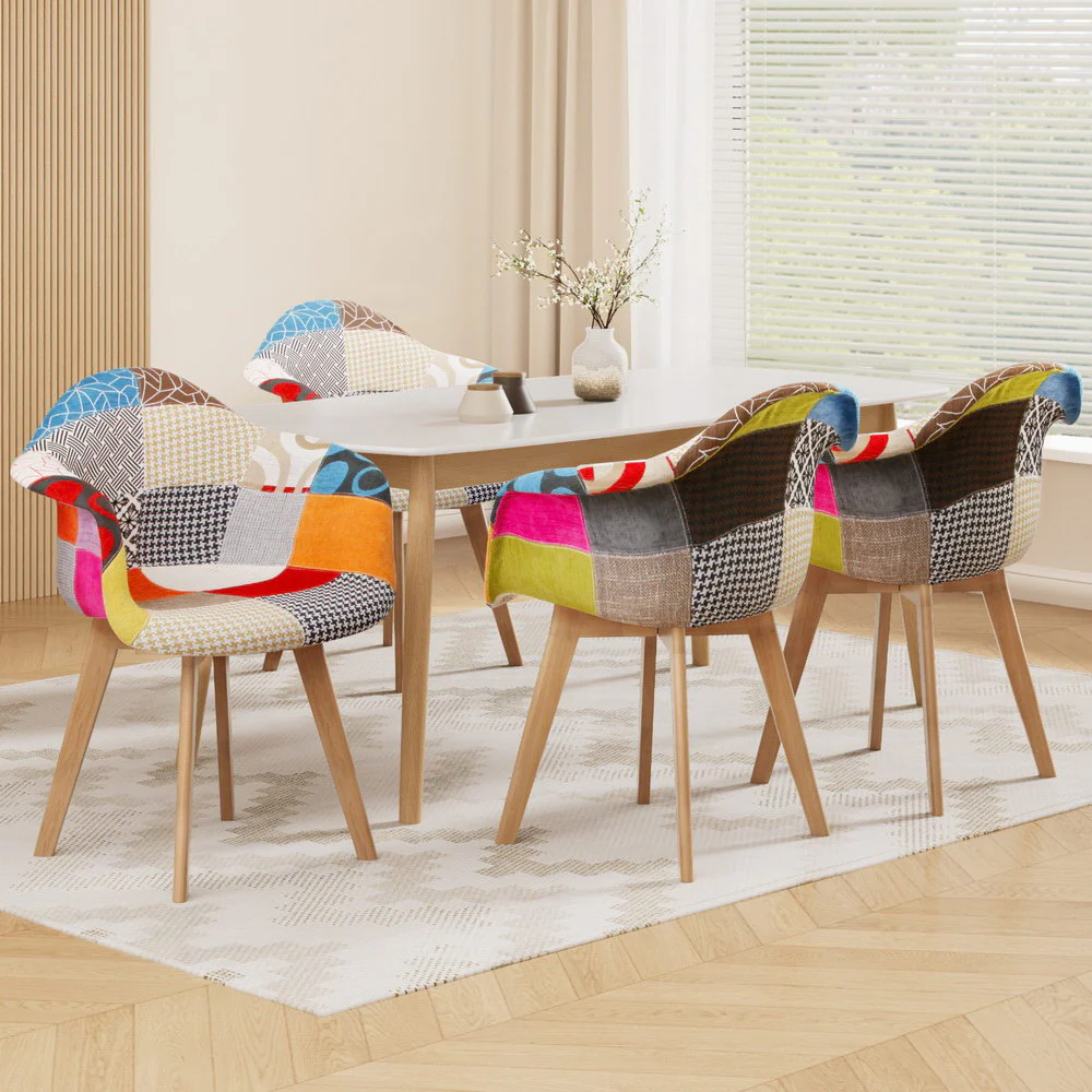 Dining Chairs Set of 4 Fabric Retro Replica DSW - Image 8