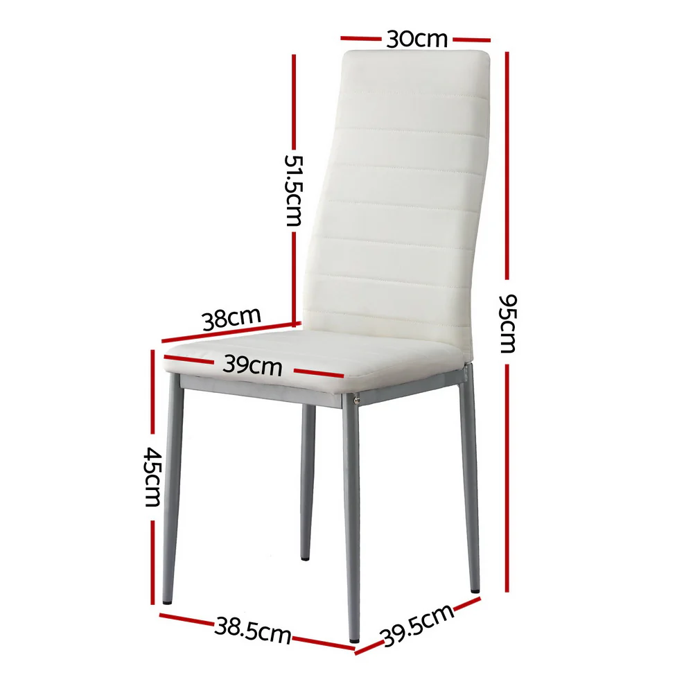 Dining Chairs Set of 4 Leather Channel Tufted White - Image 2