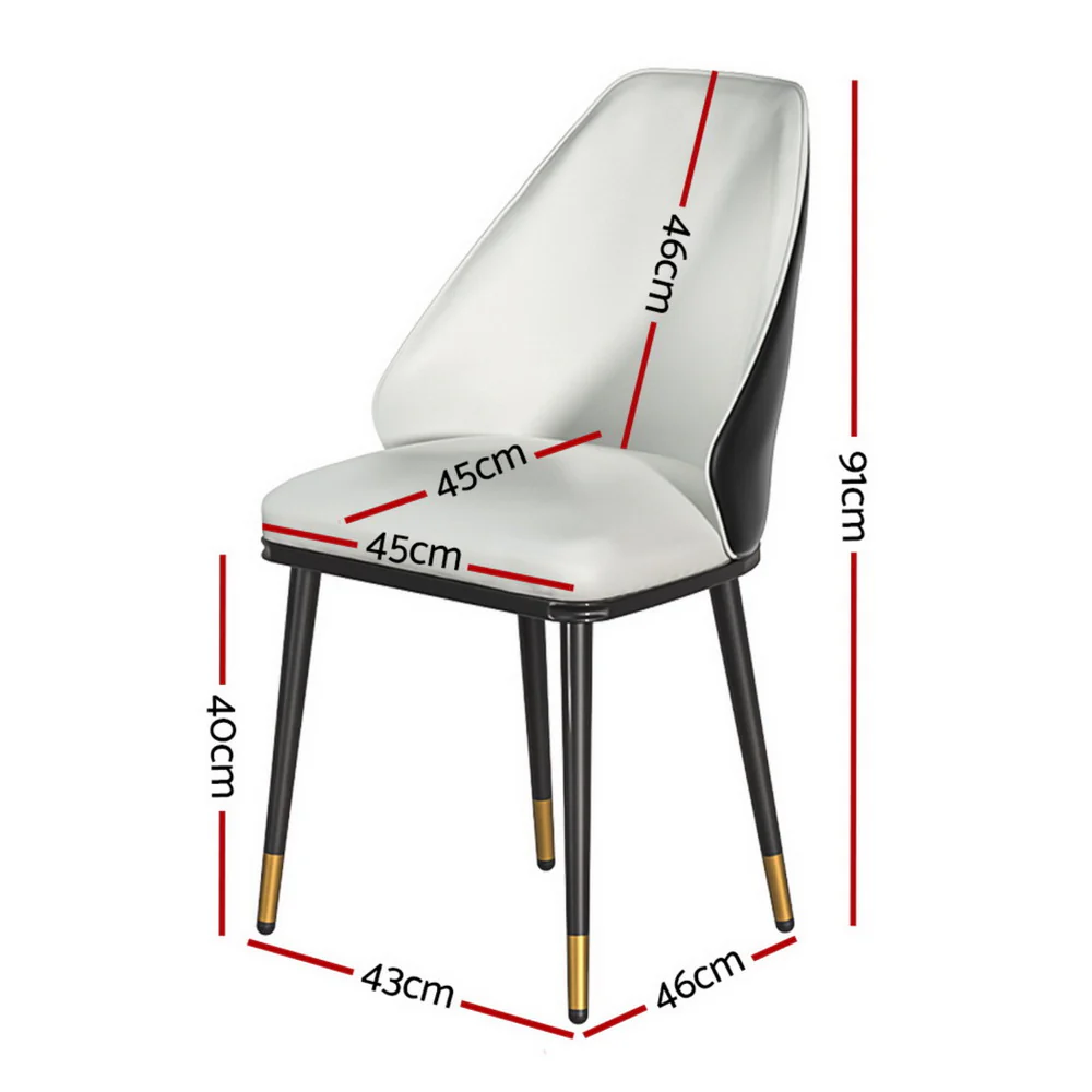 Dining Chairs Set of 4 Leather Seat Beige and Black - Image 2
