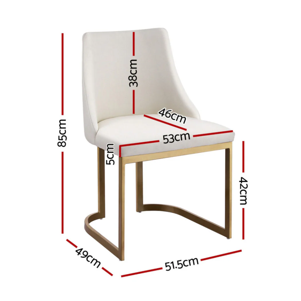 Dining Chairs Set of 4 Linen Fabric Frame Beige - Image 2