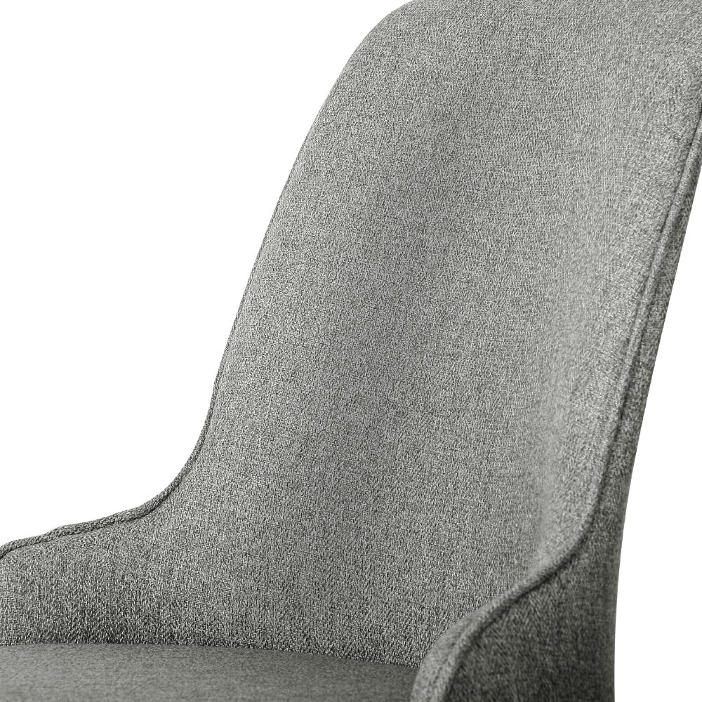 Dining Chairs Set of 4 Linen Fabric Grey - Image 3