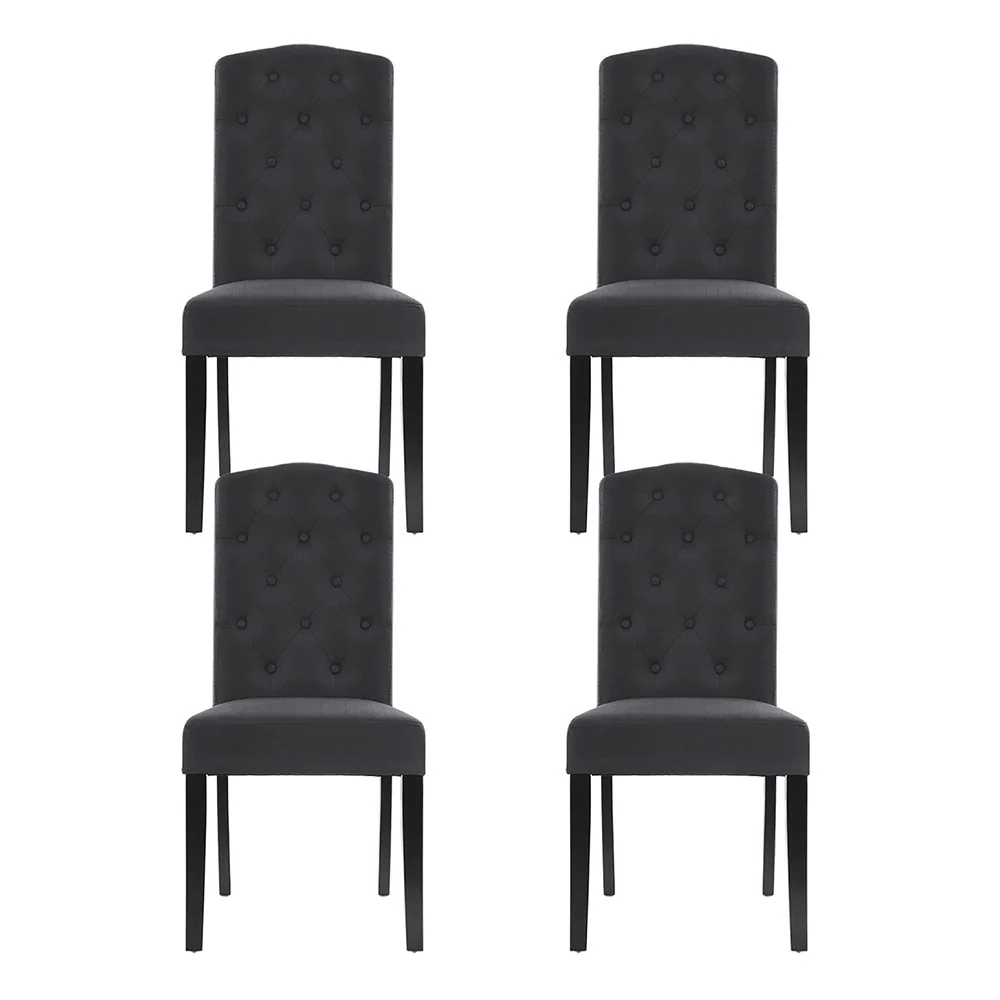 Dining Chairs Set of 4 Linen Parsons Chair Dark Grey - Image 3