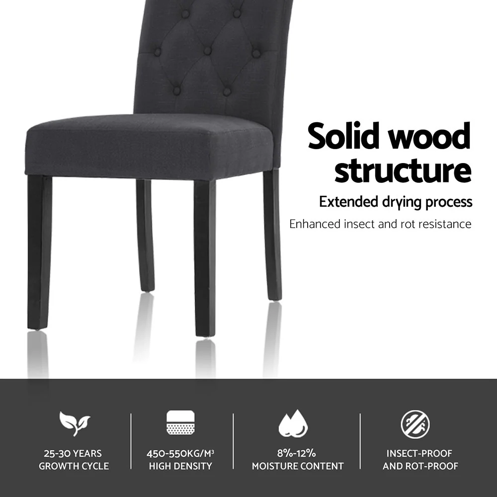 Dining Chairs Set of 4 Linen Parsons Chair Dark Grey - Image 5