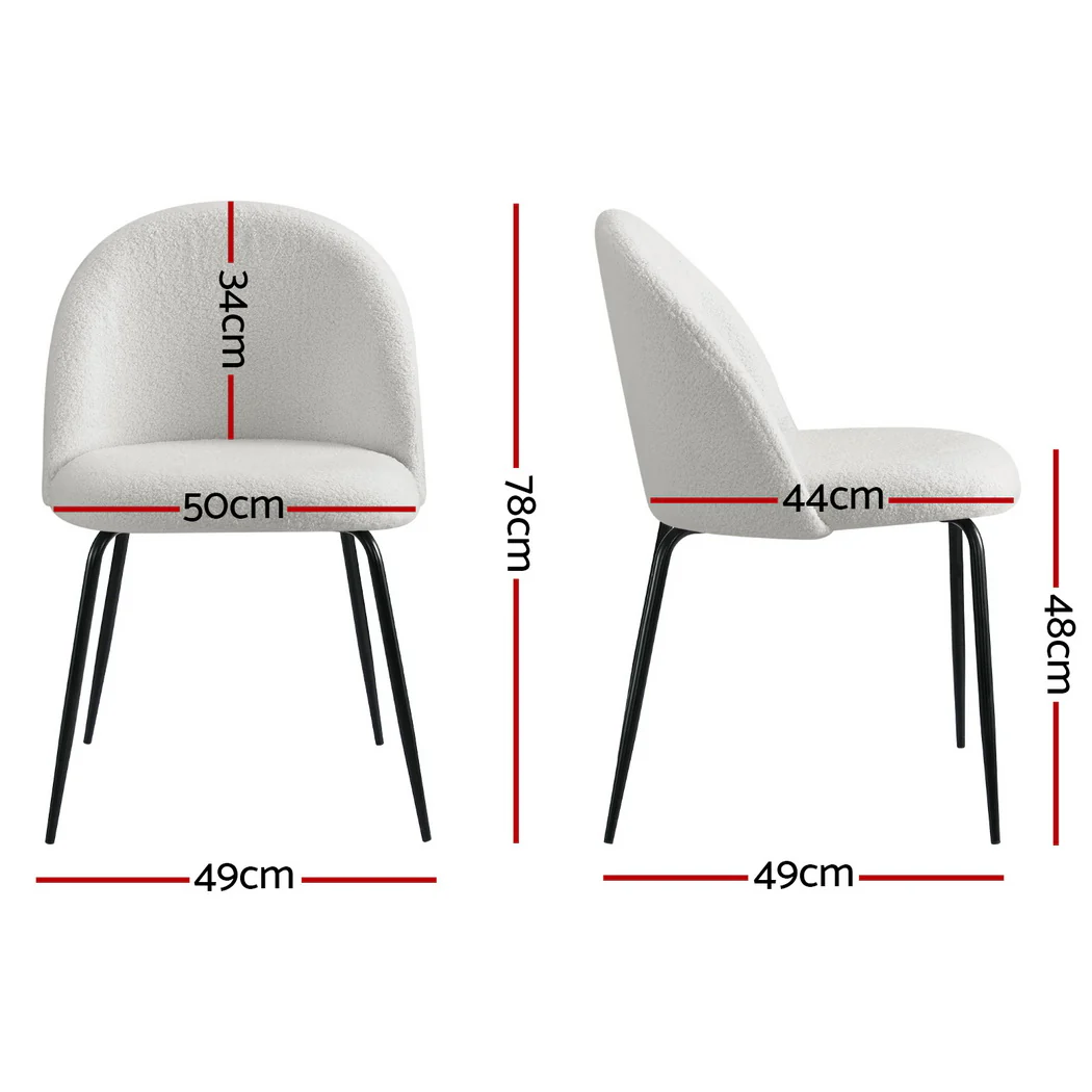 Dining Chairs Set of 4 Sherpa Boucle White - Image 2