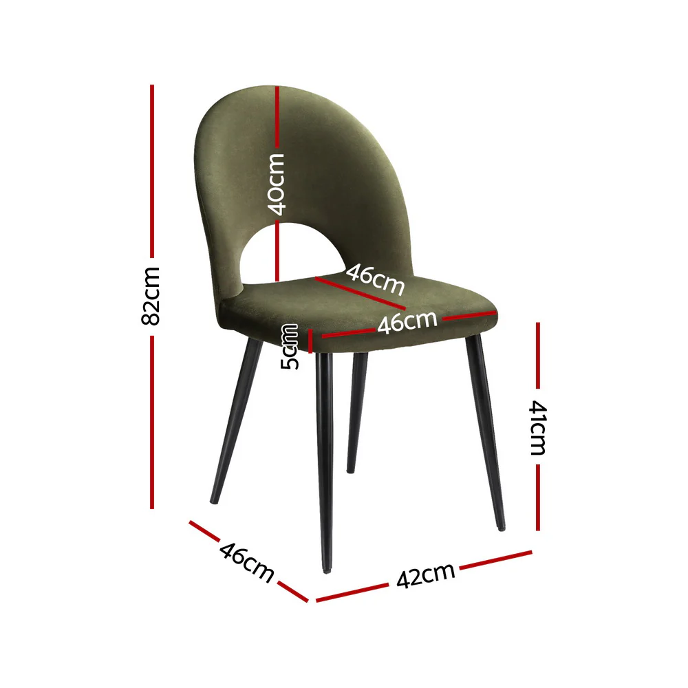 Dining Chairs Set of 4 Velvet Hollow Green - Image 2