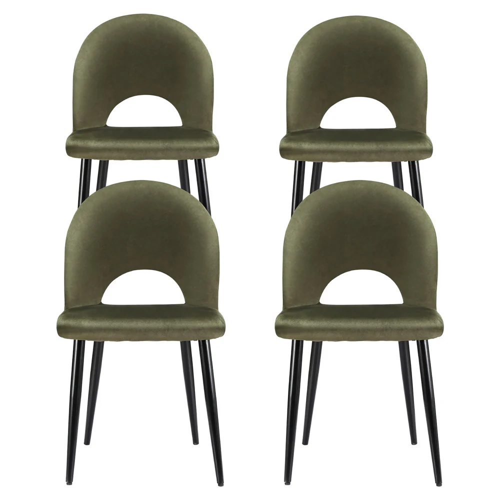 Dining Chairs Set of 4 Velvet Hollow Green - Image 3