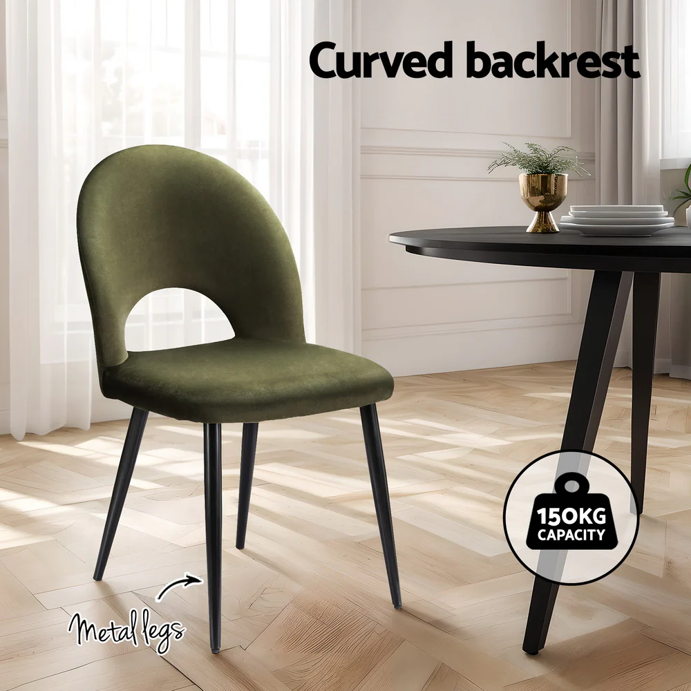 Dining Chairs Set of 4 Velvet Hollow Green - Image 4