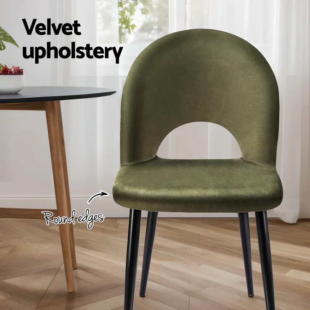 Dining Chairs Set of 4 Velvet Hollow Green - Image 5