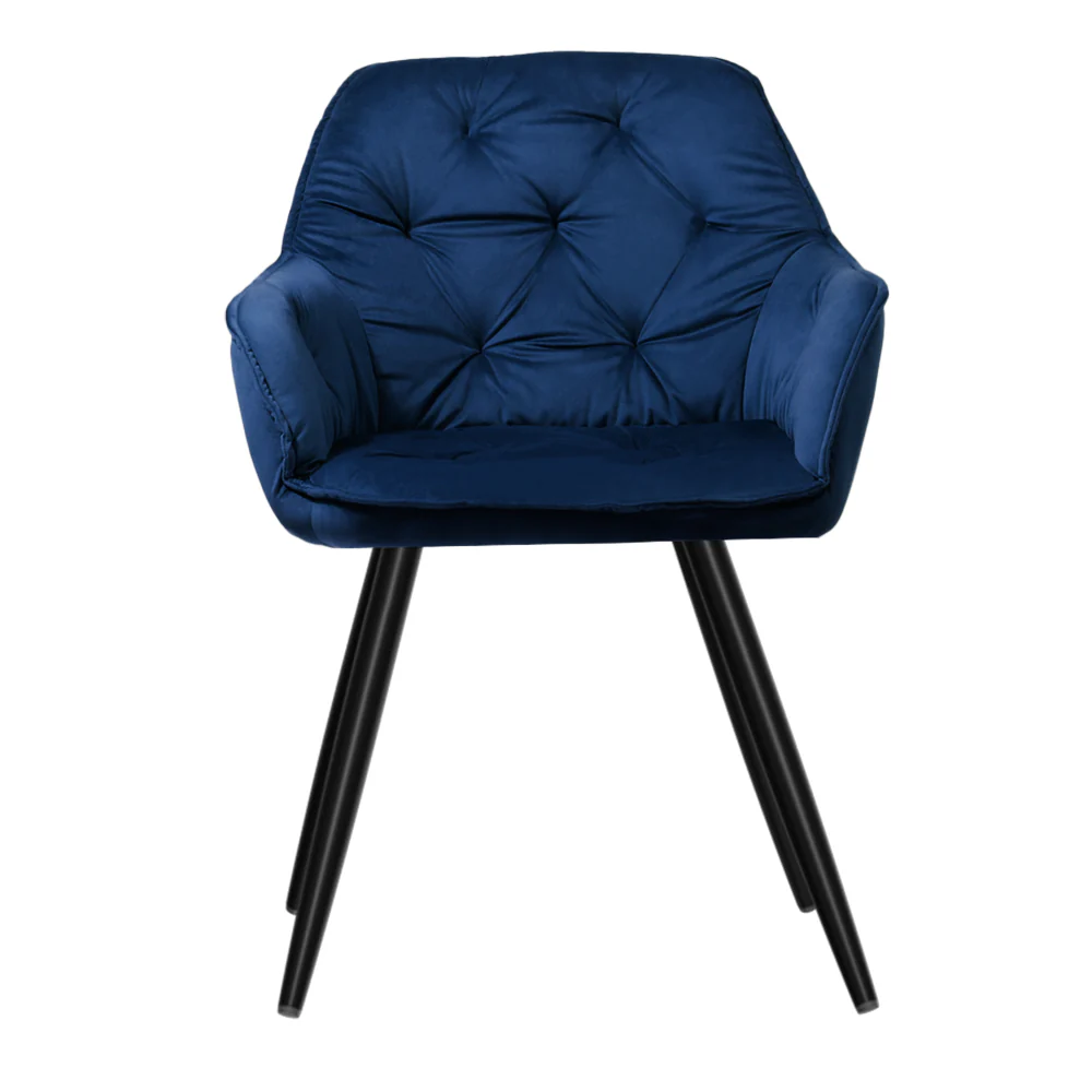 Dining Chairs Velvet Blue Set of 2 Calivia - Image 3