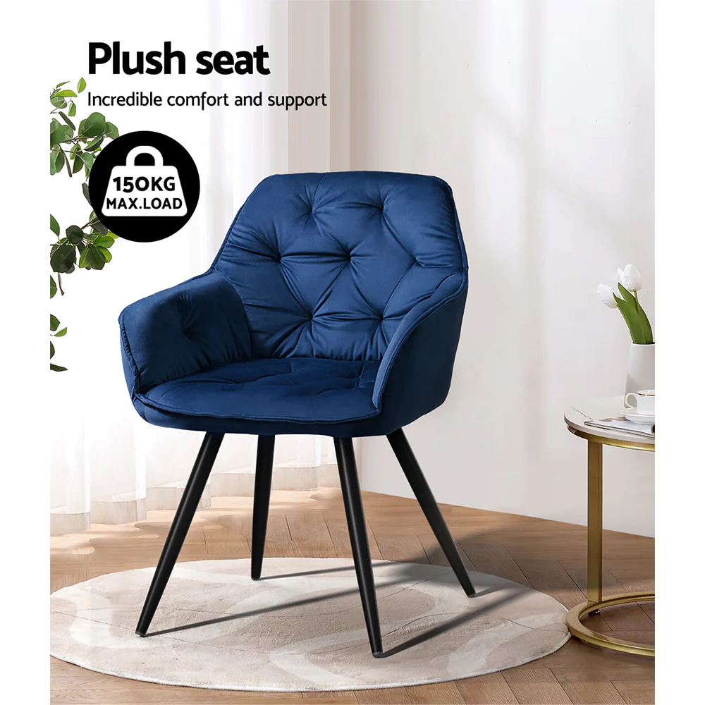 Dining Chairs Velvet Blue Set of 2 Calivia - Image 5