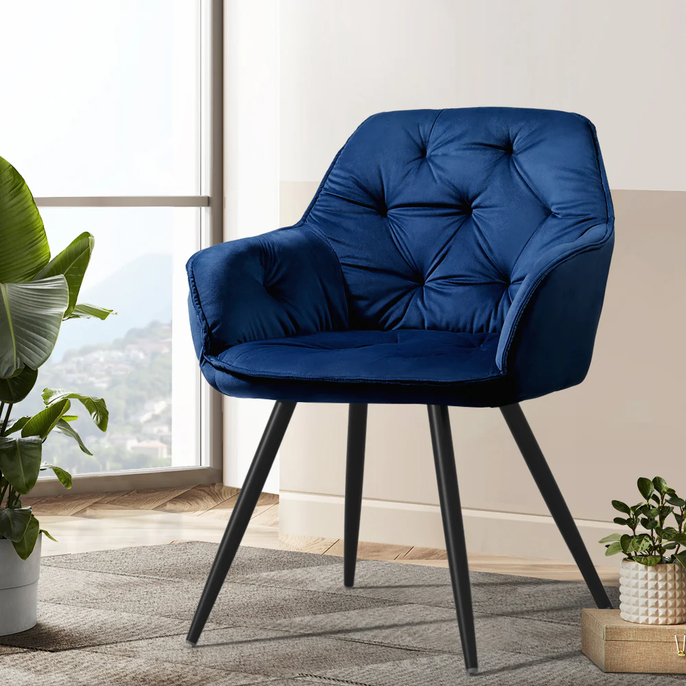 Dining Chairs Velvet Blue Set of 2 Calivia - Image 7