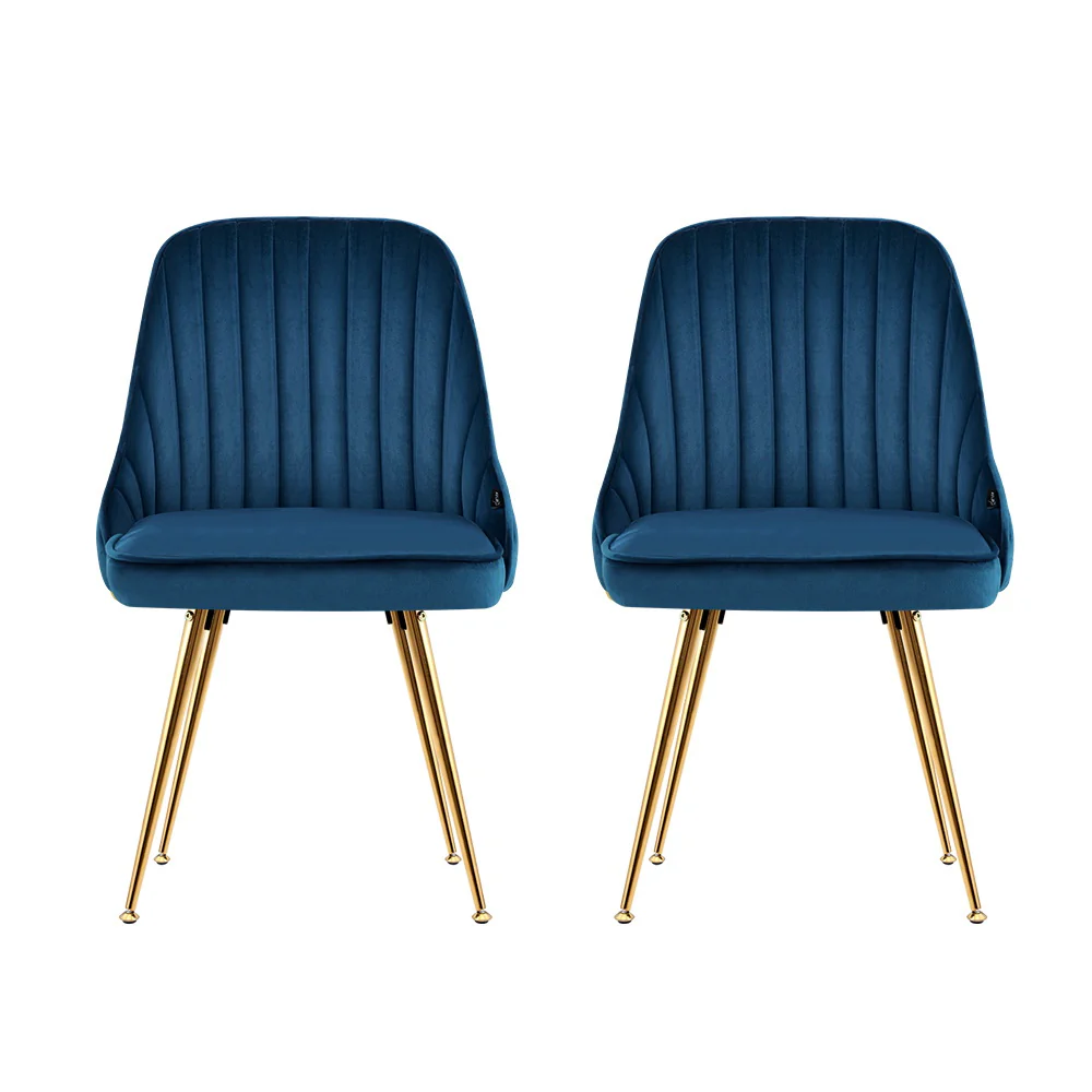Dining Chairs Velvet Blue Set of 2 Nappa - Image 3