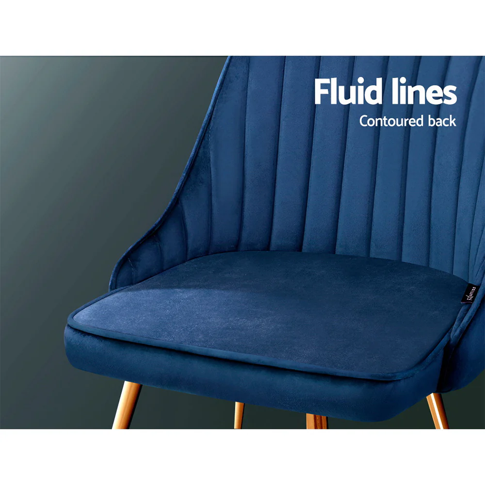 Dining Chairs Velvet Blue Set of 2 Nappa - Image 5