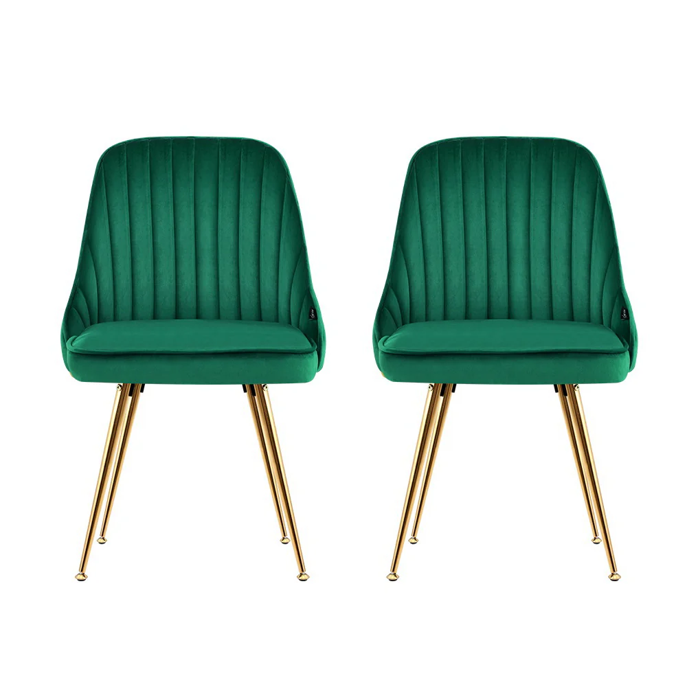 Dining Chairs Velvet Green Set of 2 Nappa - Image 3