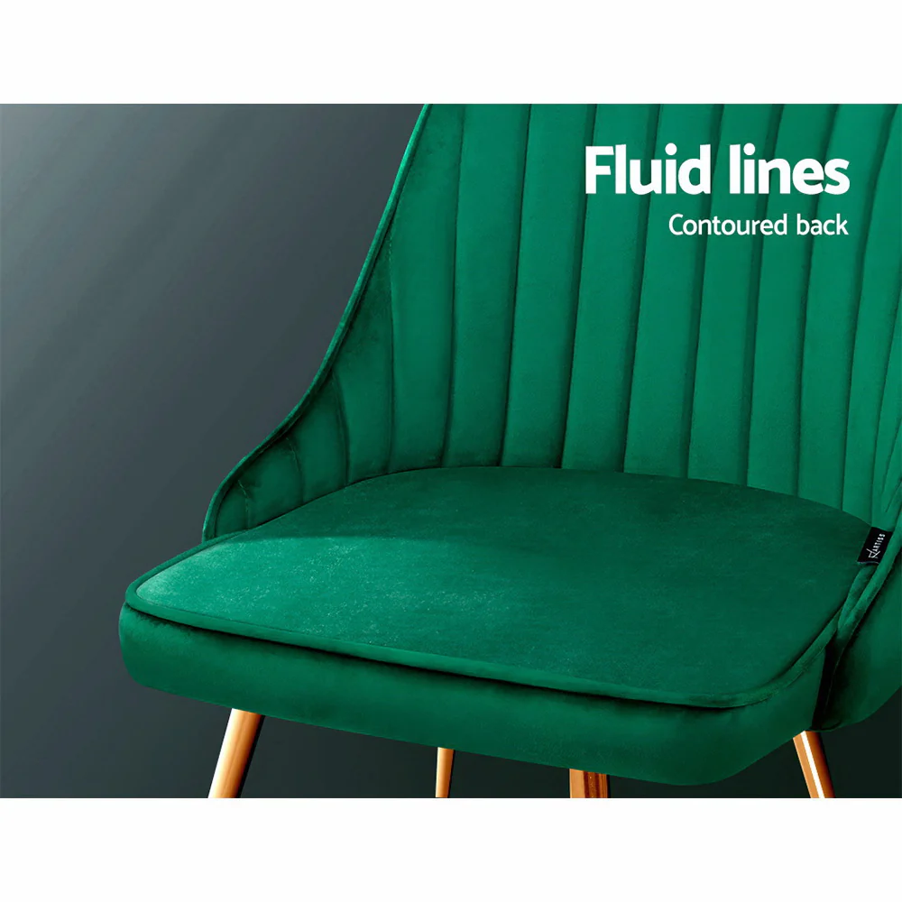 Dining Chairs Velvet Green Set of 2 Nappa - Image 5