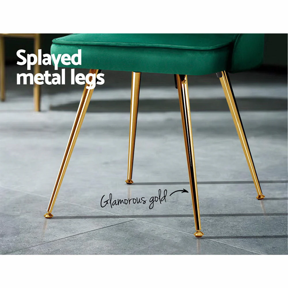 Dining Chairs Velvet Green Set of 2 Nappa - Image 6