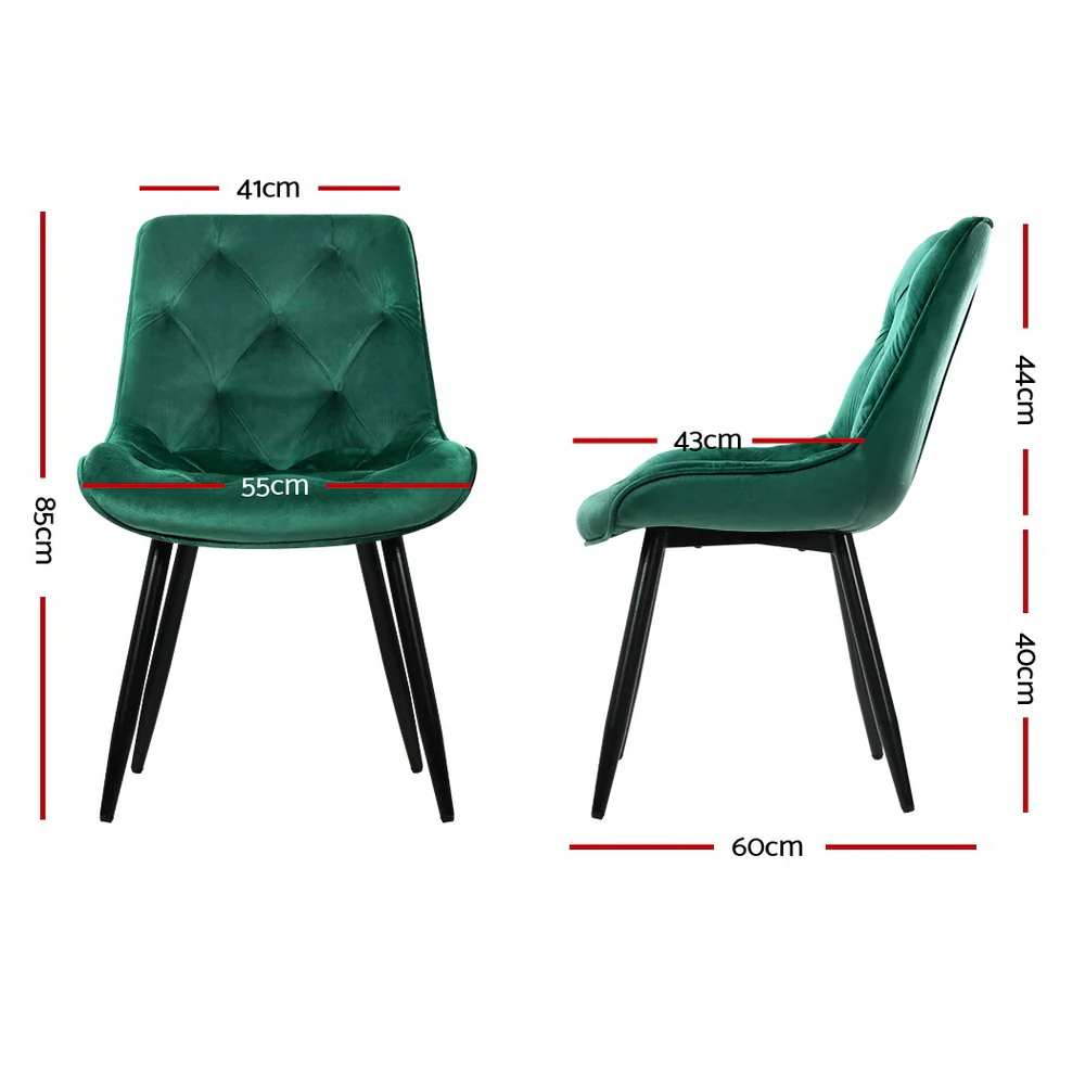 Dining Chairs Velvet Green Set of 2 Starlyn - Image 2
