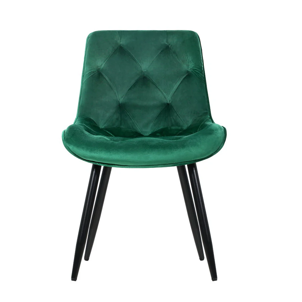 Dining Chairs Velvet Green Set of 2 Starlyn - Image 3