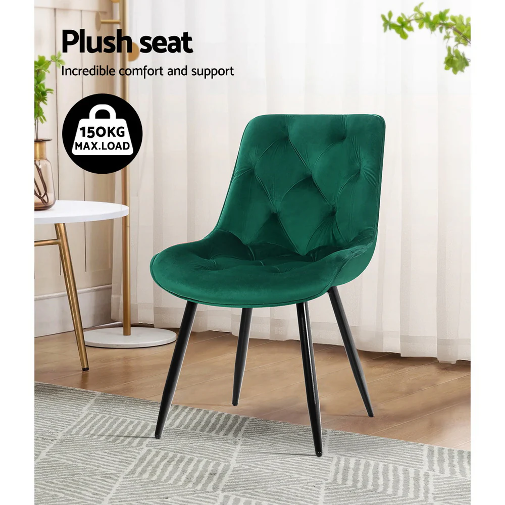Dining Chairs Velvet Green Set of 2 Starlyn - Image 5