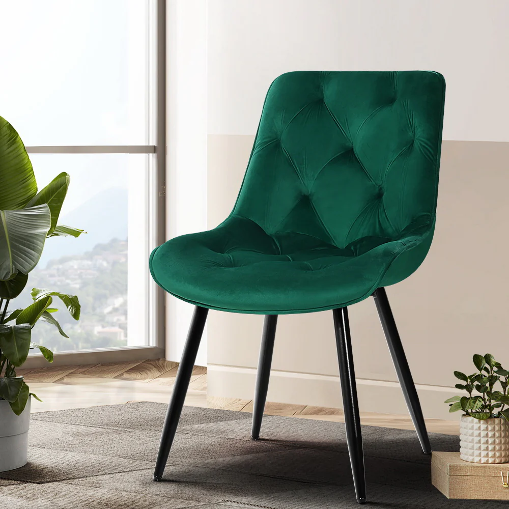 Dining Chairs Velvet Green Set of 2 Starlyn - Image 7