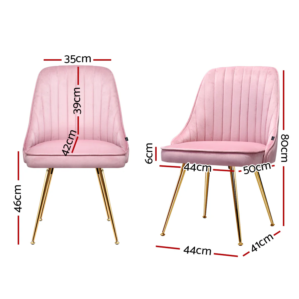Dining Chairs Velvet Pink Set of 2 Nappa - Image 2