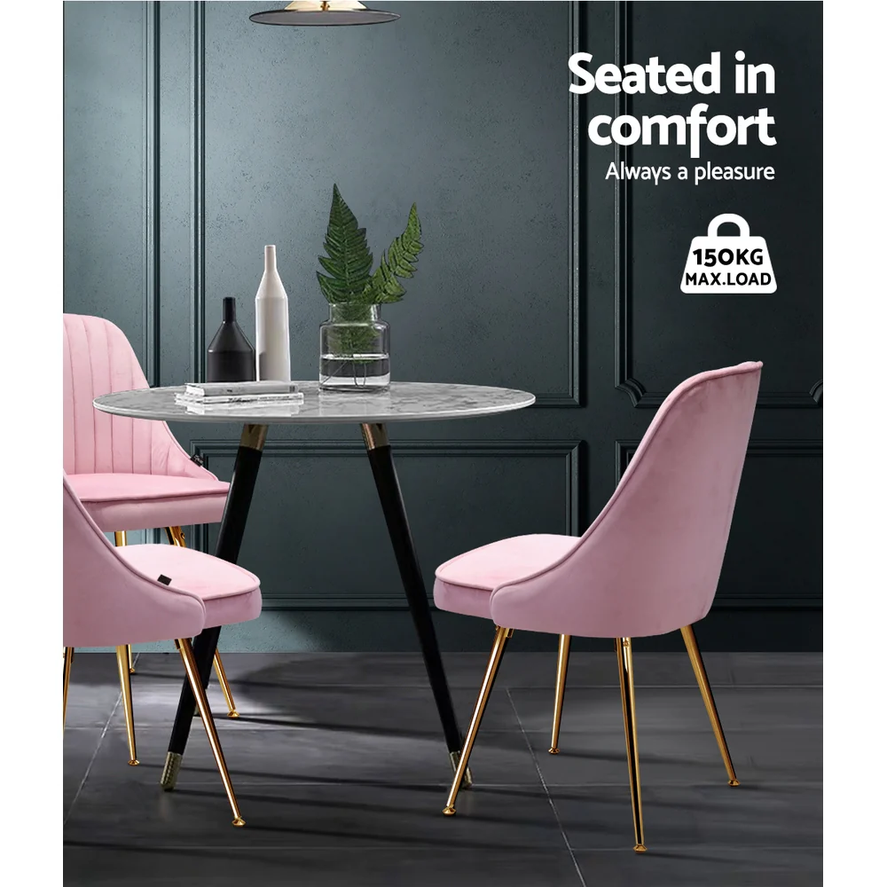 Dining Chairs Velvet Pink Set of 2 Nappa - Image 5