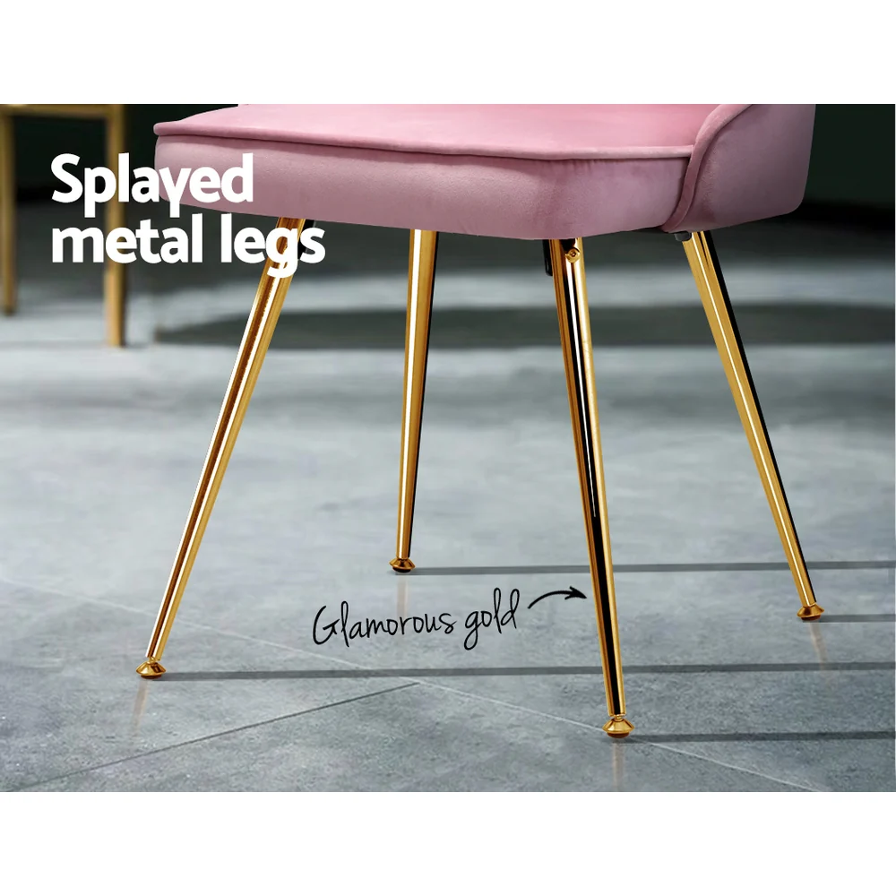 Dining Chairs Velvet Pink Set of 2 Nappa - Image 6