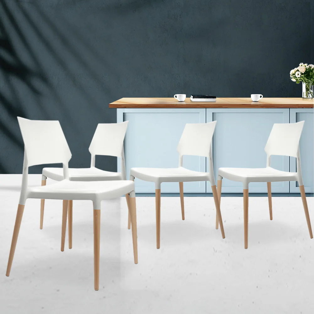 Dining Chairs White Stackable Set of 4 - Image 8