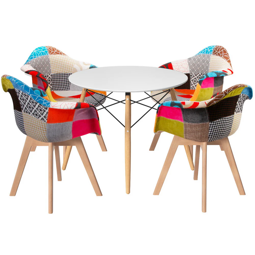 Dining Table and 4 Chairs Set DSW White